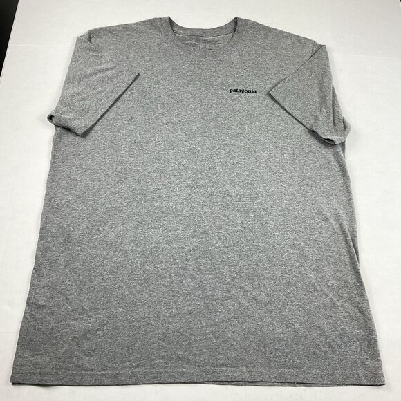 Patagonia XL T-Shirt Gray Logo Graphic Print Tee Outdoors Hiking Short Sleeve - Picture 2 of 10